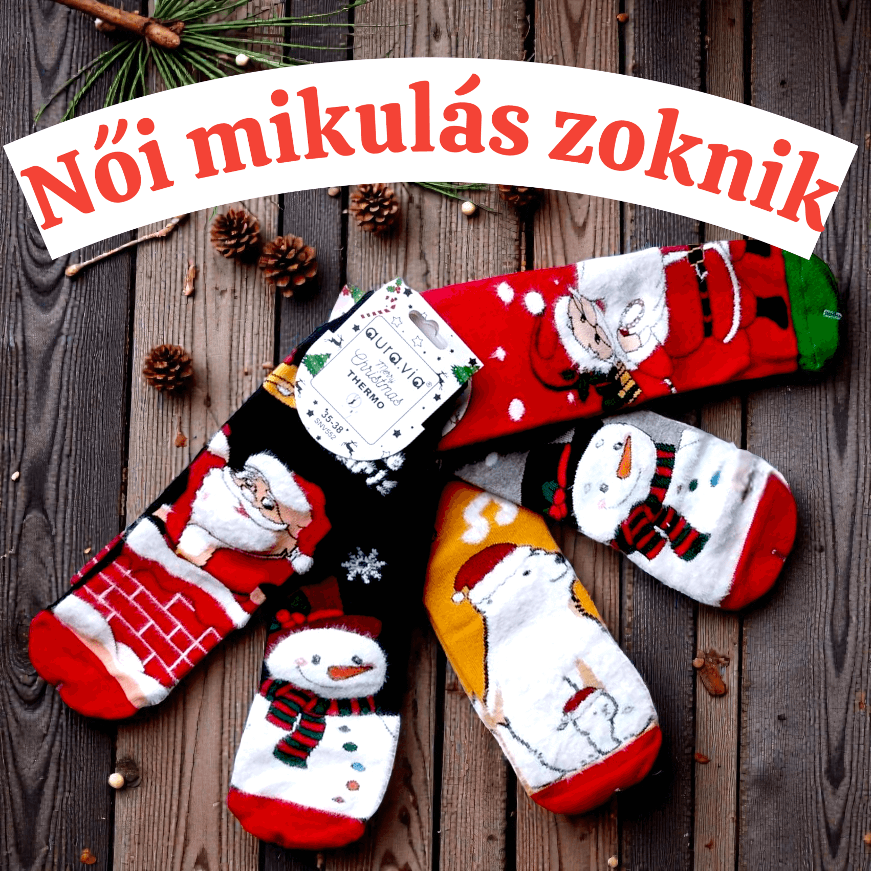 Női karácsonyi mikulás zoknik.