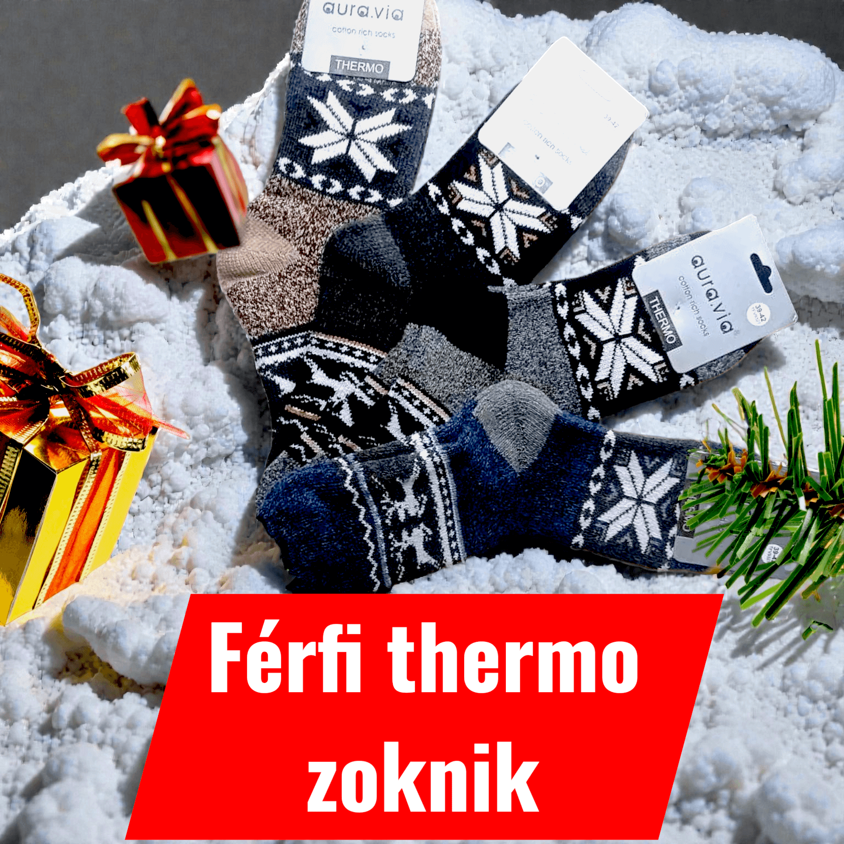 Férfi thermo karácsonyi norvégmintás zokni