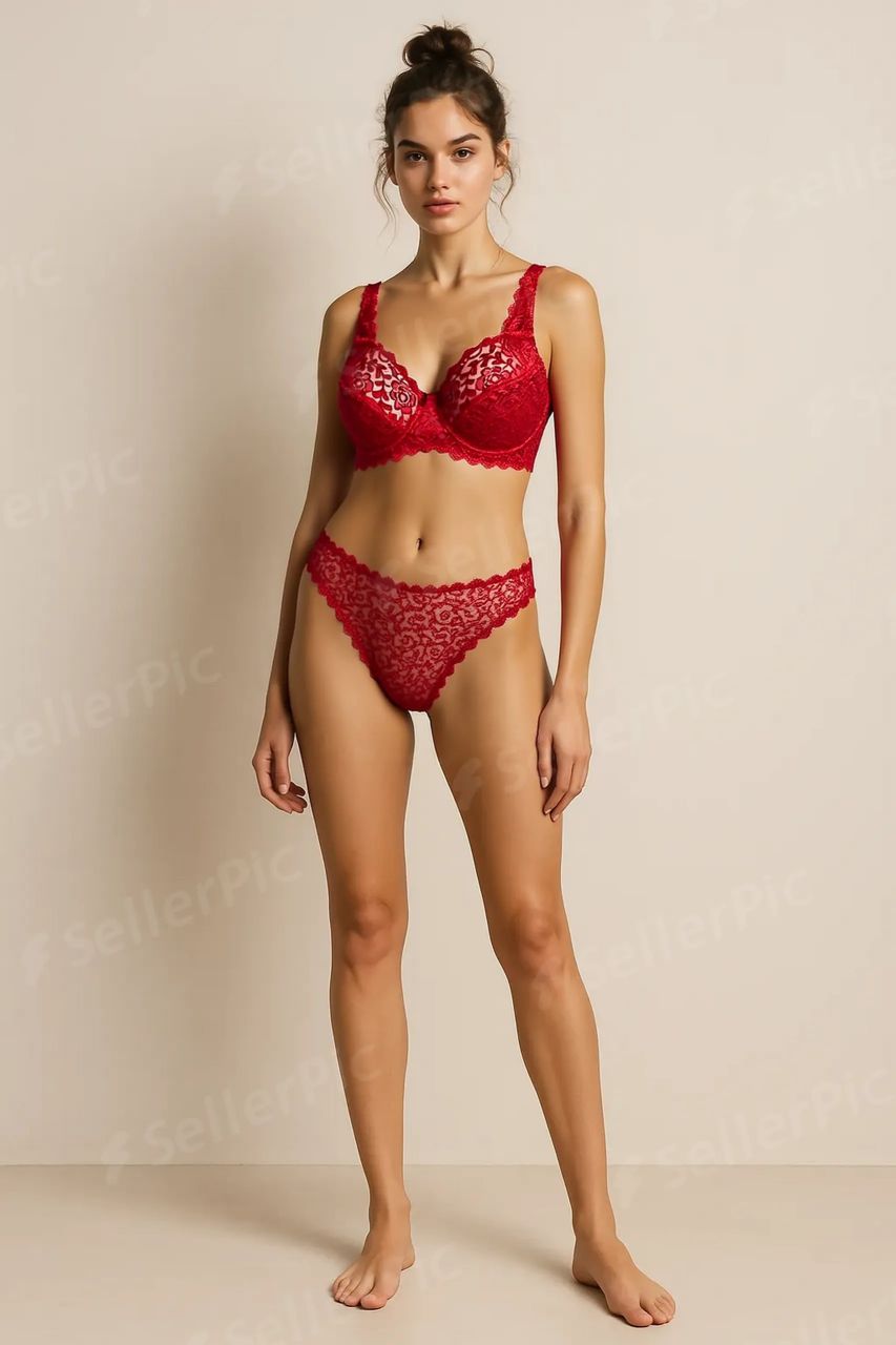 Anfen merevítős csipkés melltartó, piros - E kosár