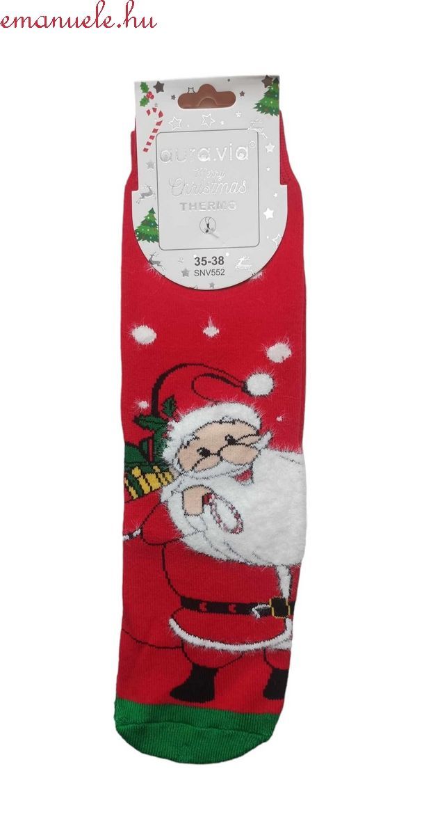 Női thermo zokni mikulás piros