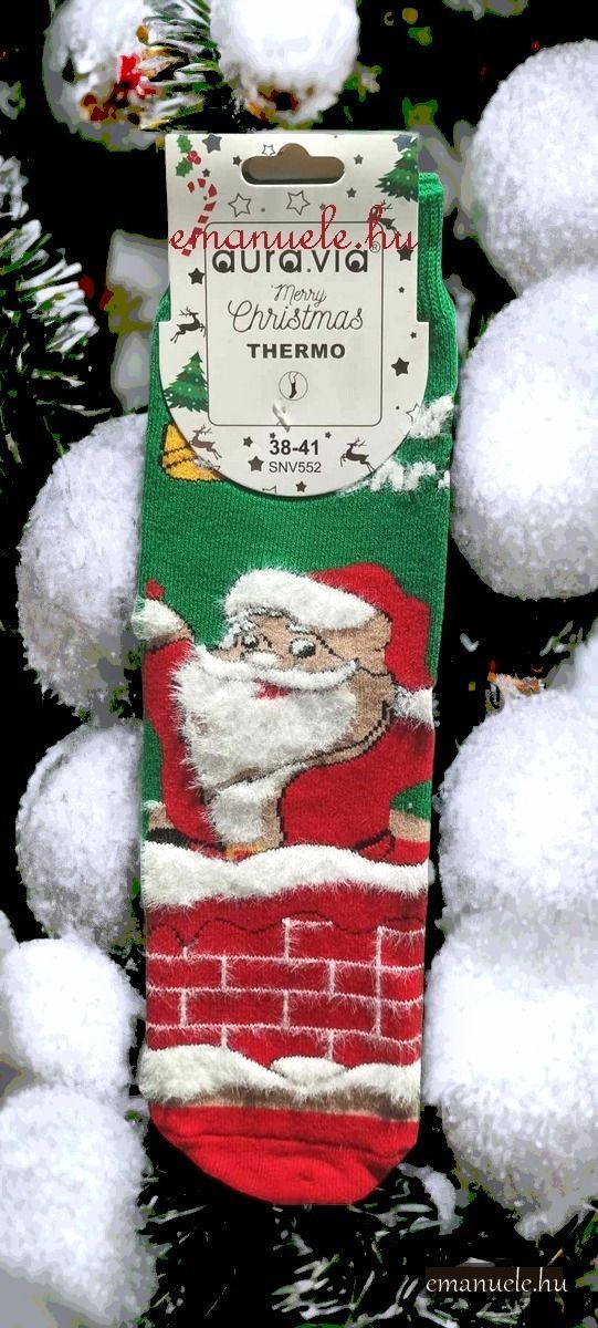 Női thermo zokni mikulás zöld