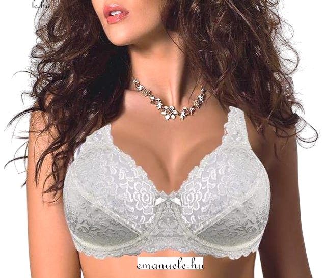 Anfen merevítős csipkés melltartó, fehér - D kosár