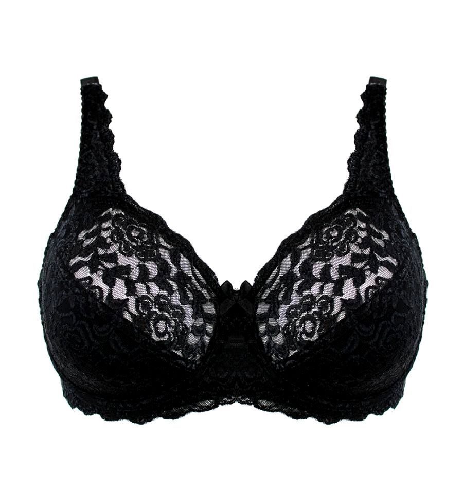Anfen merevítős csipkés melltartó, fekete - D kosár Anfen merevítős csipkés melltartó, fekete - D kosár