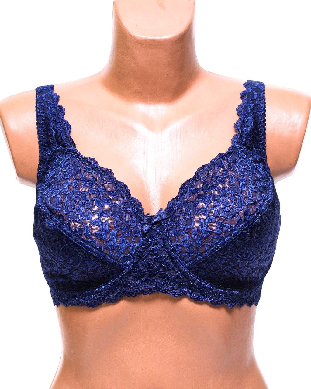 Anfen merevítős csipkés melltartó, kék - D kosár