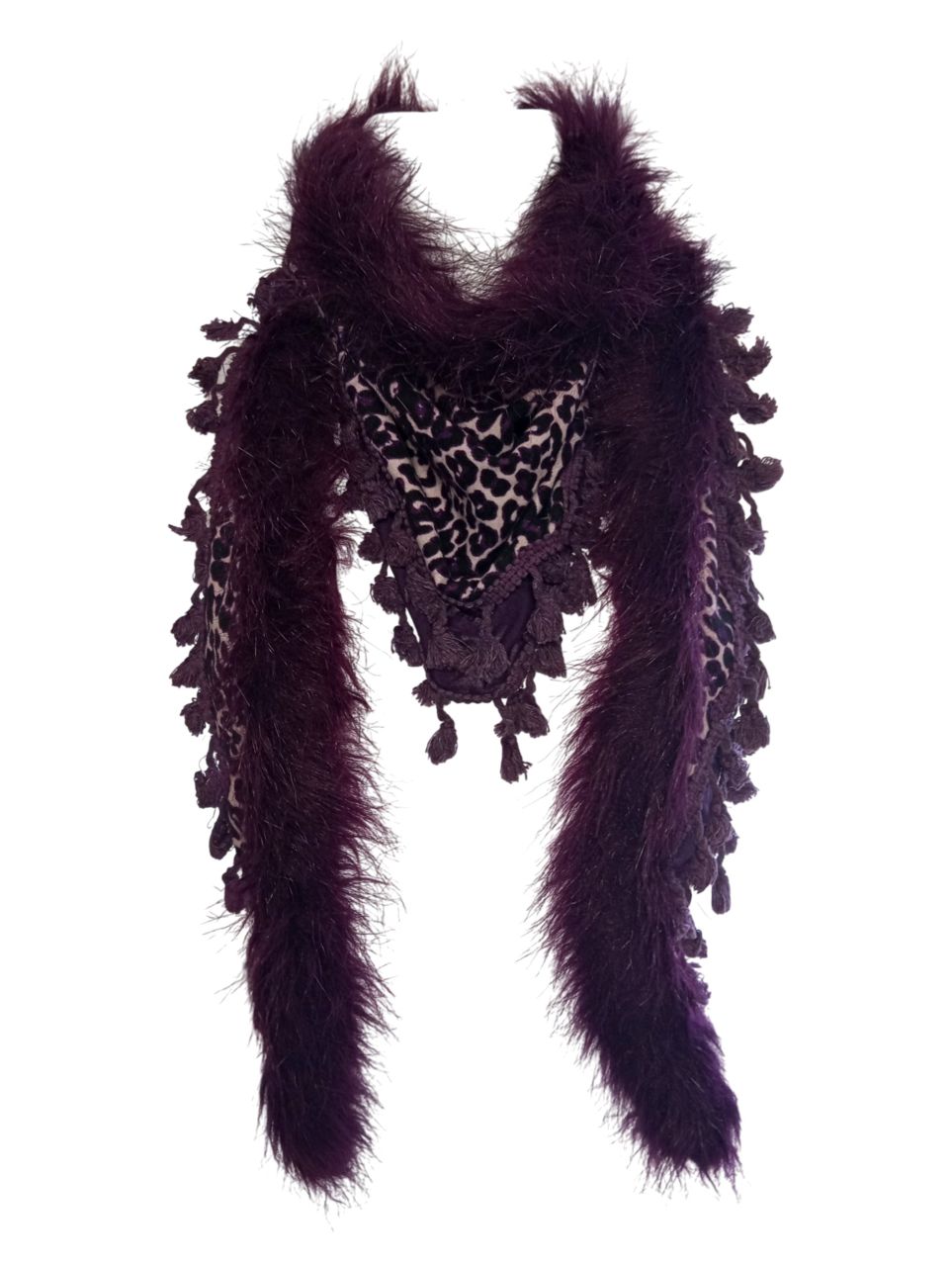Szőrmés-rojtos lila sál