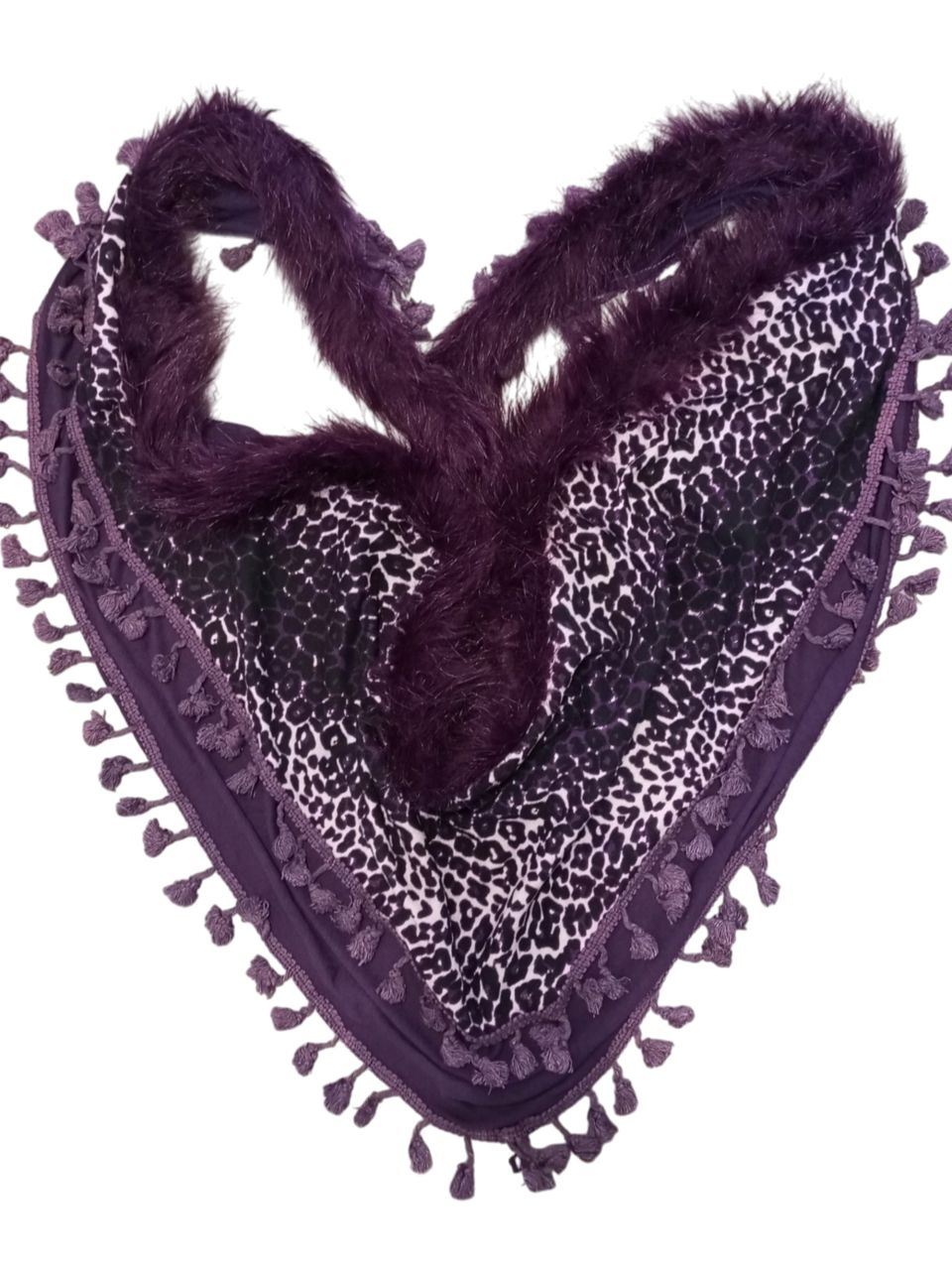 Szőrmés-rojtos lila sál