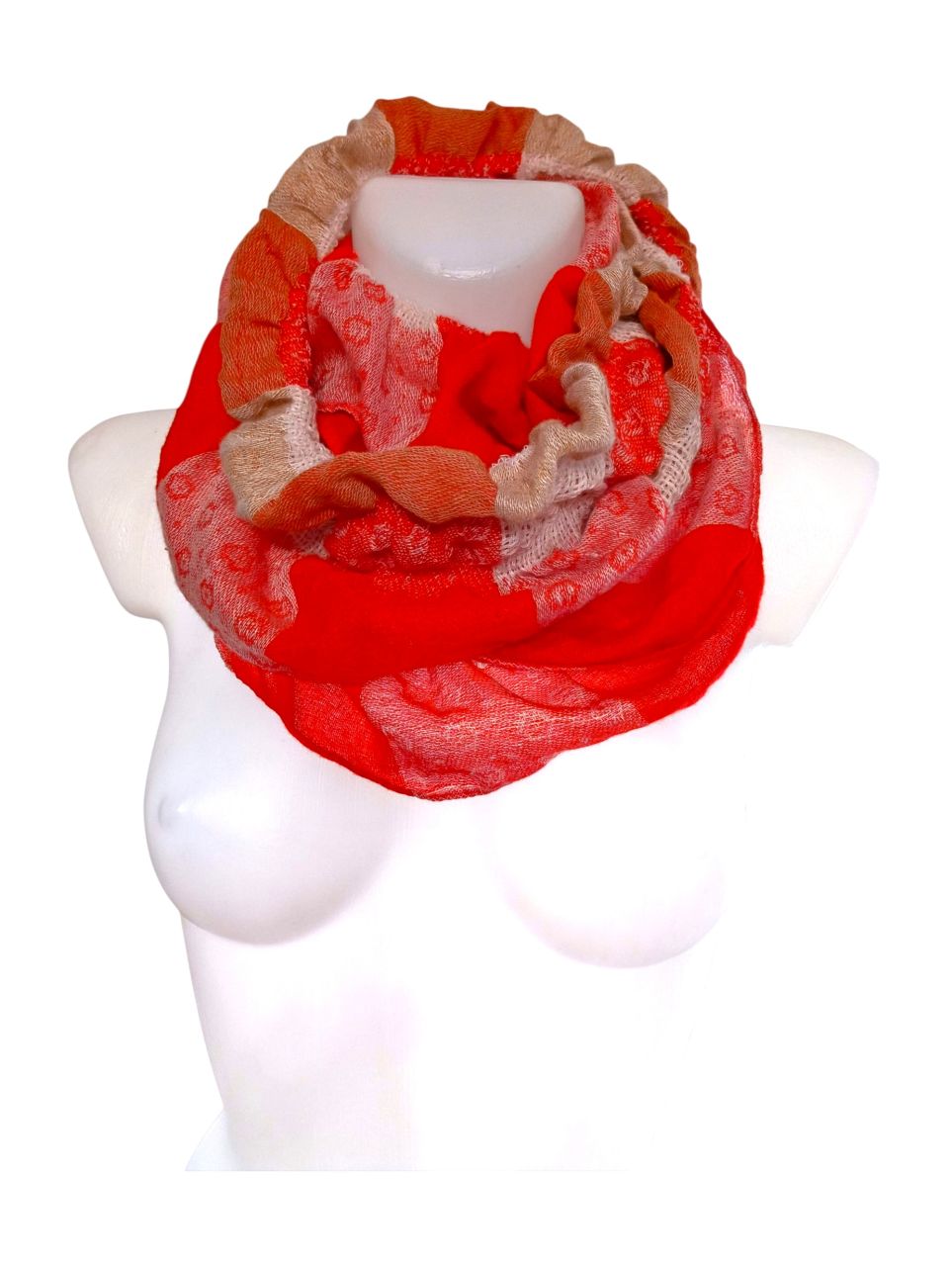 Fodros, piros kockás női sál